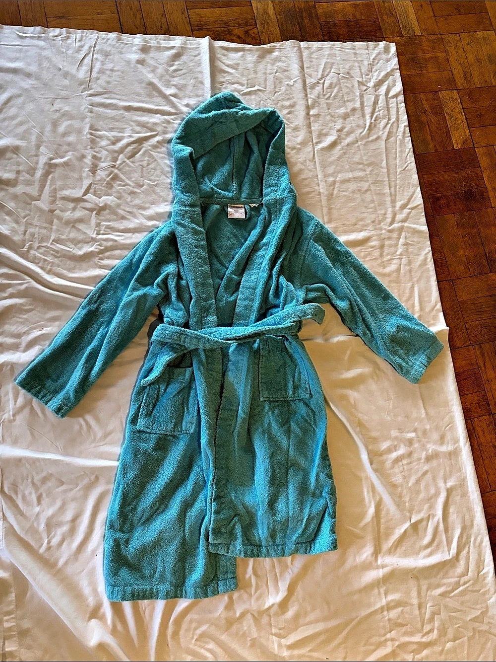 Melsimo Turkish Cotton Hooded Robe Aqua/Turquoise Kids XL (12)